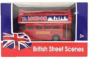 BRITISH STREET SCENES Motormax London Double Decker Bus Open Top 4.75 inch Long diecast Model Bus 76008