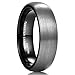 King Will Basic 6mm Black Domed Brushed Tungsten Carbide Ring Men Women Wedding Band Comfort Fit Size 10.5