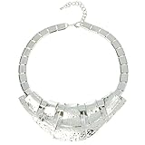 Veenajo Fashion Jewelry Chunky Bib Statement Splicing Bling Square Collar Necklace for Women