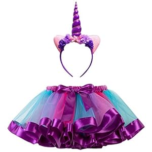 ARAUS Meisje Regenboog Tutu Rok Party Dance Prinses Rok + Eenhoorn Hoofdband Outfit Set 2-11 Jaar