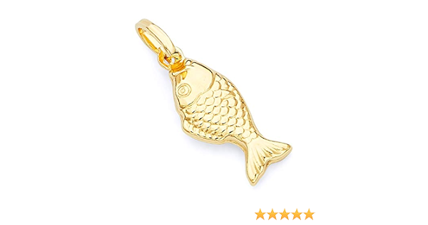 14k Yellow Gold Fish Charm Pendant 