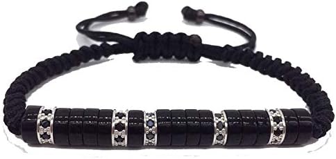 frgtrhb Men's Geometric Pave Black Cz Beads Braided Macrame Bracelet for Men/Women Bracelets & Bangle Jewelry Gift