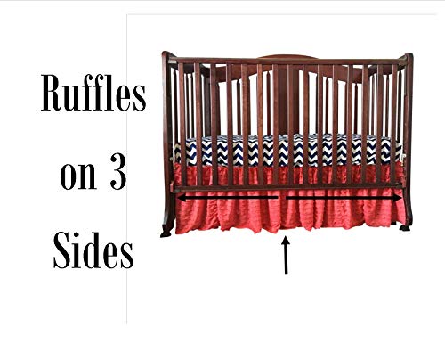 image for A Vision to Remember Hot Pink Crib Bed Skirt for Girls, Boho Ruffled D