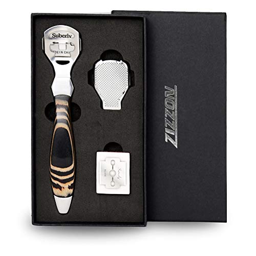 ZIZZON Foot Care Callus Corn Shaver Cutter Hard Skin Remover Wood Handle 10 Blades