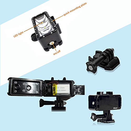 SHOOT Diving Light Super Bright Waterproof 30m Fishing LED Fill for GoPro HERO8/7 Black Silver White/6/5/5S/4/4S and Other Action Camera Waterproof Digital Camera,1200mAh Built-in Rechargeable Battery