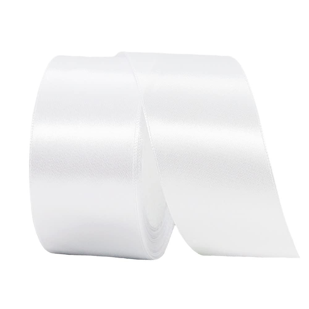 40mm Wide Thick White Ribbon for Gift Wrapping,22m 1.5Inch Large Fabric Satin Ribbon White Bow for Gift Wrapping,Ribbons for Crafting,Hair,Bouquets,Wedding,Car,Presents,Cake,Christmas Decorations — image 1