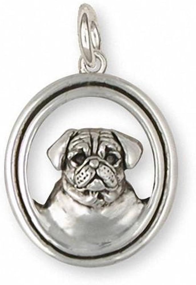 Pug Jewelry Sterling Silver Pug Charm Handmade Dog Jewelry
