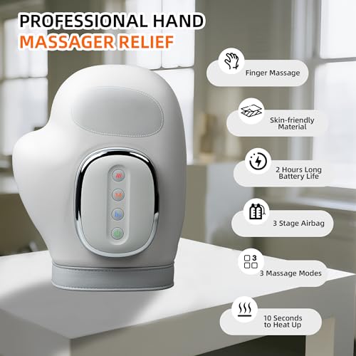 2026 NEW Smart Hand Massager with Heat and Compression – 3 Modes, 5 Intensities, Wireless Air Pressure for Arthritis & Hand Pain Relief – Portable for Home, Office, Travel – Ideal Wellness Gift