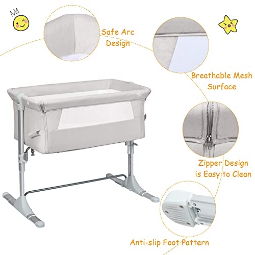 BABY JOY Baby Bedside Crib, Portable w/Carrying Bag, Easy