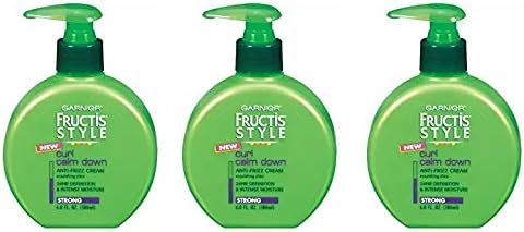 Garnier Fructis Style Curl Calm Down Anti-Frizz Cream, Strong Hold, 6 Fl Oz (Pack of 3) + FREE Luxury Luffa Loofah Bath Sponge On A Rope, Color May Vary