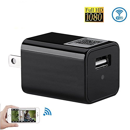 Wifi Camera Charger, HD 1080P USB Wall Charger Nanny Cam P2P Wireless AC Adapter Security Camera ,Support iPhone / Android Smartphones APP Remote View