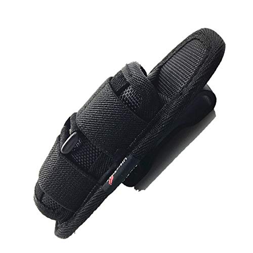Flashlight Holster Pouch Belt Carry Case Holder Stretchy Nylon Pouch Handheld LED Flashlight Holster with 360 Degree Rotatable Clip (Black)