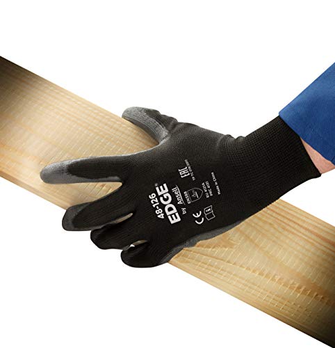 Ansell EDGE 48-126 Arbeitshandschuhe, Vielseitig Einsetzbarer Handschuh, Heimwerker-, Renovierungs-, Mechanik-Arbeiten, Industrie PSA Damen Herren, Schwarz, GröÃe L (12 Paar) – Bild 6