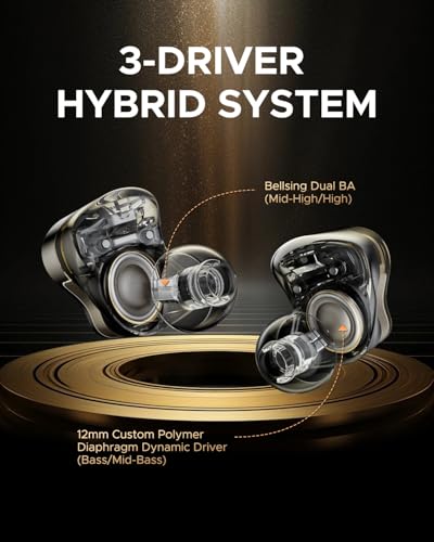 SOUNDPEATS H3 HiFi Wireless Earbuds, Hi-Res Bluetooth 5.4 Headphones with LDAC, aptX Lossless, Snapdragon Sound, Triple Units (1DD+2BA), 55dB Active Noise Cancellation (Titanium Black)