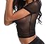 JnZeBly Womens Sheer See-Through Gauze Crop Tops Black S