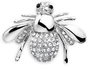 KINGSEVEN Womens Dazzling Diamante Brooch Pin Lovely Alloy Bee Brooches Jewelry (Gold &amp; Silver)