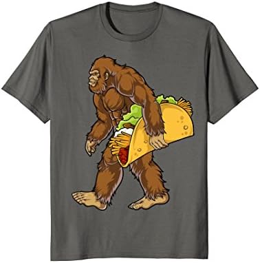 Mens Bigfoot Carrying Taco T shirt Cinco de Mayo Boys Sasquatch Large Asphalt