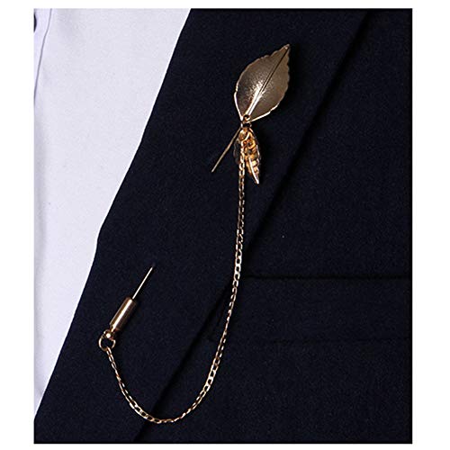 SIYWINA Fringed Leaves Long Brooch Men's Sweater Suit Leaf Brooch Pin
