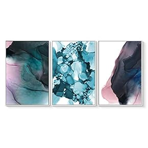 3 Piece Framed Canvas Wall Art for Living Room, Bedroom Organic Pastel Abstract VII Canvas Prints for Home Decoration Ready to Hang - 16"x24"x3 Panels