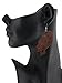 Women's Wooden African Woman Turbanista Figure Dangle Pierced Earrings, Brown
