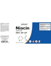 Suplemento Nutricost Niacina de vitamina B3, 0,018 oz, en 240 cápsulas, 1 botella, 1