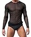 WINDAY Men's Sexy Underwear T-shirt Long Sleeve Mesh Top Undershirt Nightwear