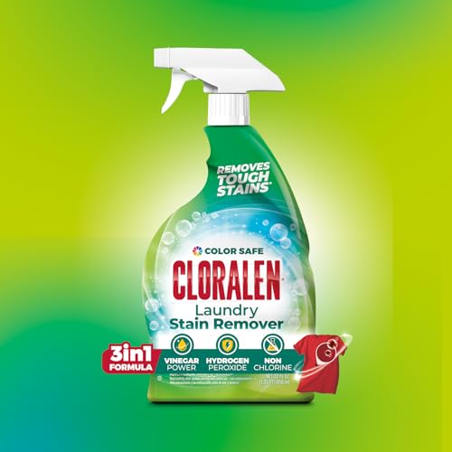 CLORALEN COLOR SAFE LAUNDRY STAIN REMOVER SPRAY – 22 FL OZ – NON-CHLORINE, VINEGAR & HYDROGEN PEROXIDE FORMULA – SPOT TREATMENT FOR COLOR & WHITE FABRICS