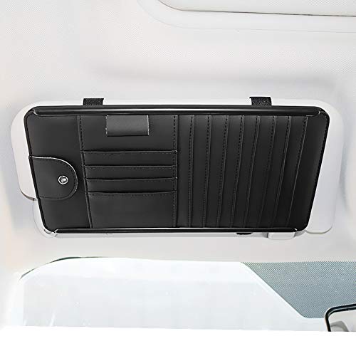Car Sun Visor CD Organizer, 8 Pockets CD, DVDs Storage Case, Sunglasses & Pen Holder, Registration, Document and Ticket Holder, Personal Belonging Storage Pouch(Beige)