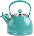 Calypso Basics by Reston Lloyd Harmonic Hum Whistling Teakettle with Glass Lid, 2.2-Quart, Turquoise