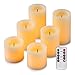 Pandaing Flameless Flickering LED Candles with 10-Key Remote Control Timer Classic Pillar Optical Fiber Wick Real Wax Candles, Battery Powered, Ivory Color, Set of 6