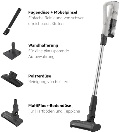 5000 kabelloser Akku-Staubsauger, Leichtgewicht (1,9 kg), MultiFloor-Bodendüse mit LED & Anti-Tangle, freistehende Ladestation, waschbarer E10-Filter, 18,5 V, Weiß, AP51UH18ST