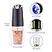 Gravity Electric Salt and Pepper Grinder, Automatic Operation Pepper and Salt Mill with Adjustable Ceramic Rotor Battery Powered Matte Salt and Pepper Grinder Mill Set with Blue LED Light Black,2 Pack