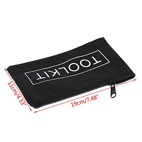 Zipper Canvas Tool Kit Bag,Simple Style Canvas Tools Set Bag,Pouch Waterproof Chainsaws Lawn Mowers Tool Bag(11.8cmx19cm,Black)