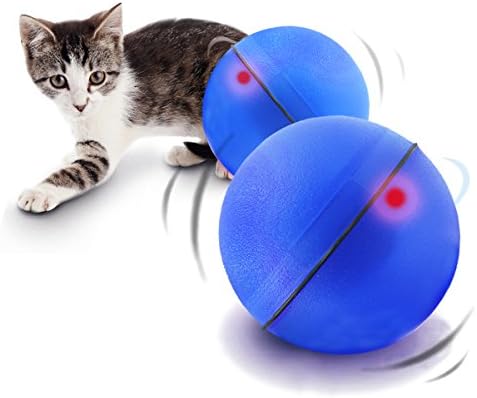 YOGADOG Interactive Cat Toys, Electronic Auto Motion LED Ball Pet Toy, Blue
