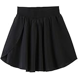 Arshiner Girls' Dance Basic Classics Chiffon Wrap Skirt,Black,Size L
