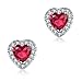 Stud Earrings,18k White Gold Plated Heart Shape Inlaid Cubic Zirconia Studs Earrings for Teen Girls&Women