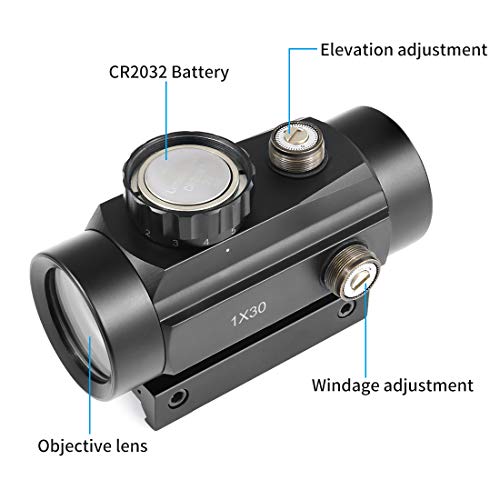 Twod Red Green Dot Sight 1x30mm Rifle scope with 20mm Picatinny Weaver Mount Illuminated Reticle For Hunting