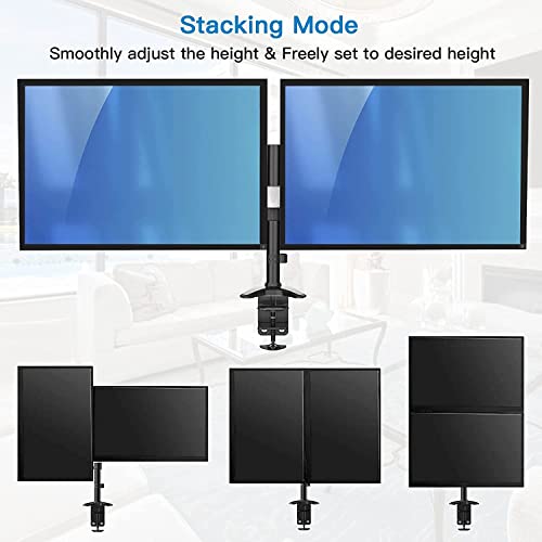 HUANUO Dual Monitor Arm Stand, Height Adjustable Monitor Mount for Two