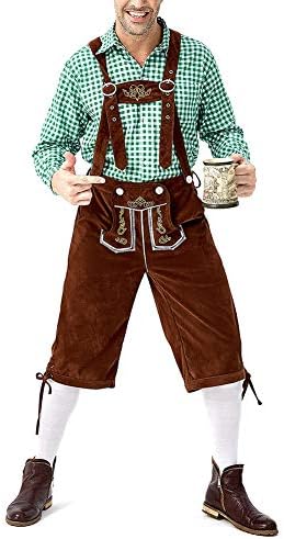 Julymall Oktoberfest lederhosen, German costumes, oktoberfest outfits, Lederhosen Costume Authentic Outfit Bavarian Clothing（Tops & Suspenders shorts）