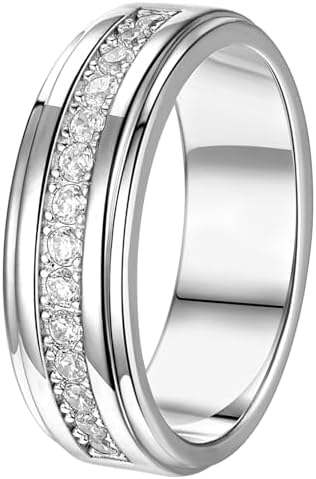 Amazon.com: 925 Sterling Silver Ring Wedding Band Round CZ Stone
