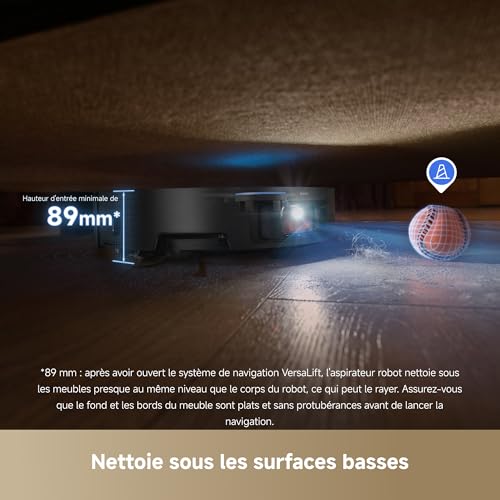X50 Master Aspirateur Robot avec base compacte 24,9 cm, base 8 en 1, système de franchissement d'obstacles performant, système d'évitement d'obstacles basé sur l'IA, 20 000 Pa, brosse démêlante