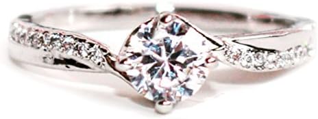 Gieschen Jewelers Solaflore 14K White Gold-Plated CZ Crystal Ring, Size 5.5