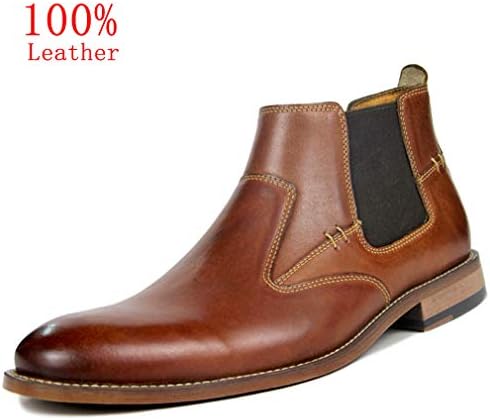 Todaysunny Chelsea Boots Men Leather Ankle Slip-on Boot Black Brown Formal Dress Casual Moccasins Shoes