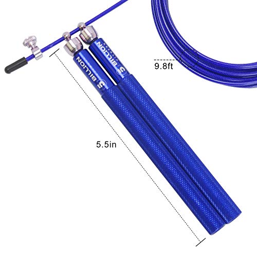 5BILLION Speed Jump Rope - 360° Swivel Ball Bearing - Adjustable - Workout for Double Unders, Exercise, WOD, Outdoor, MMA & Boxing Training (Blue) - Thumbnail 3