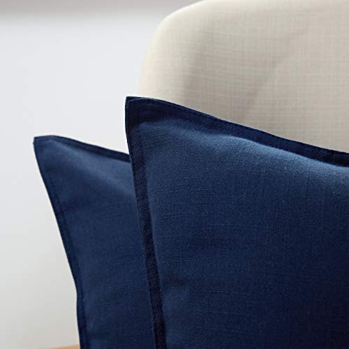 MoMA Decorative Throw Pillow Covers (Set of 2) - Soft Linen Like Pillow Cover Sham Cushion Cover - Sofa Throw Pillow Cover - Square Decorative Pillowcase - Navy Blue - 18" x 18" - Thumbnail 3