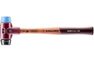 Halder USA - Simplex Mallet with Soft Blue Rubber (non-marring) and Black Rubber Inserts (3012.03), 30mm