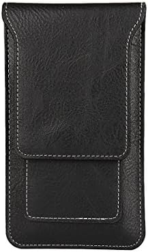 Hadi PU Leather Cell Phone Belt Clip Holster Carrying Case with Magnetic Closure For 5.5 inch Cell Phone (For iPhone 6 Plus/6s Plus/7 Plus, For Samsung S6/S7/S7 Edge) - Vertical - Black - Medium Size