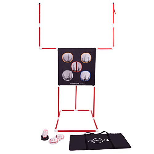 Powerfly Kids Football Toss Game - 2-in-1 Football Target Net & Field Goal Post - Outdoor or Indoor Throwing Practice - Best Sports Toys for Boys 2019