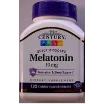 21st Century Melatonin Quick Dissolve Tablets, Cherry, 10 mg, 120 Count (pack of 4)