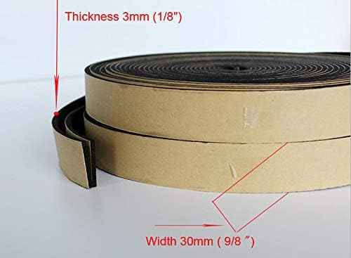 Neoprene Foam Weather Seal High Density Stripping with Adhesive Backing 1/8 Inch Thick, 9/8 Inch Wide 16 Ft (Feet) 5m (3mm(Thickness)30mm(Width)